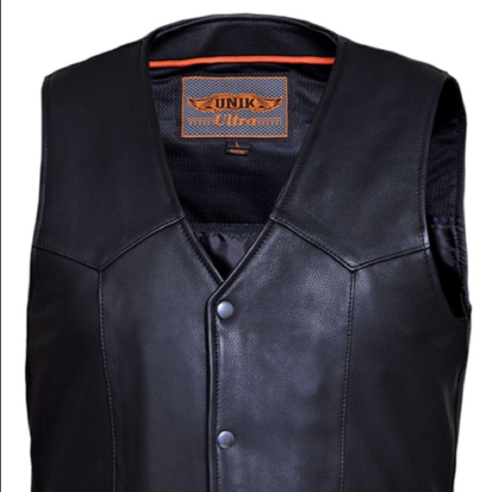 Men’s Premium Naked Leather Vest With Plain Sides